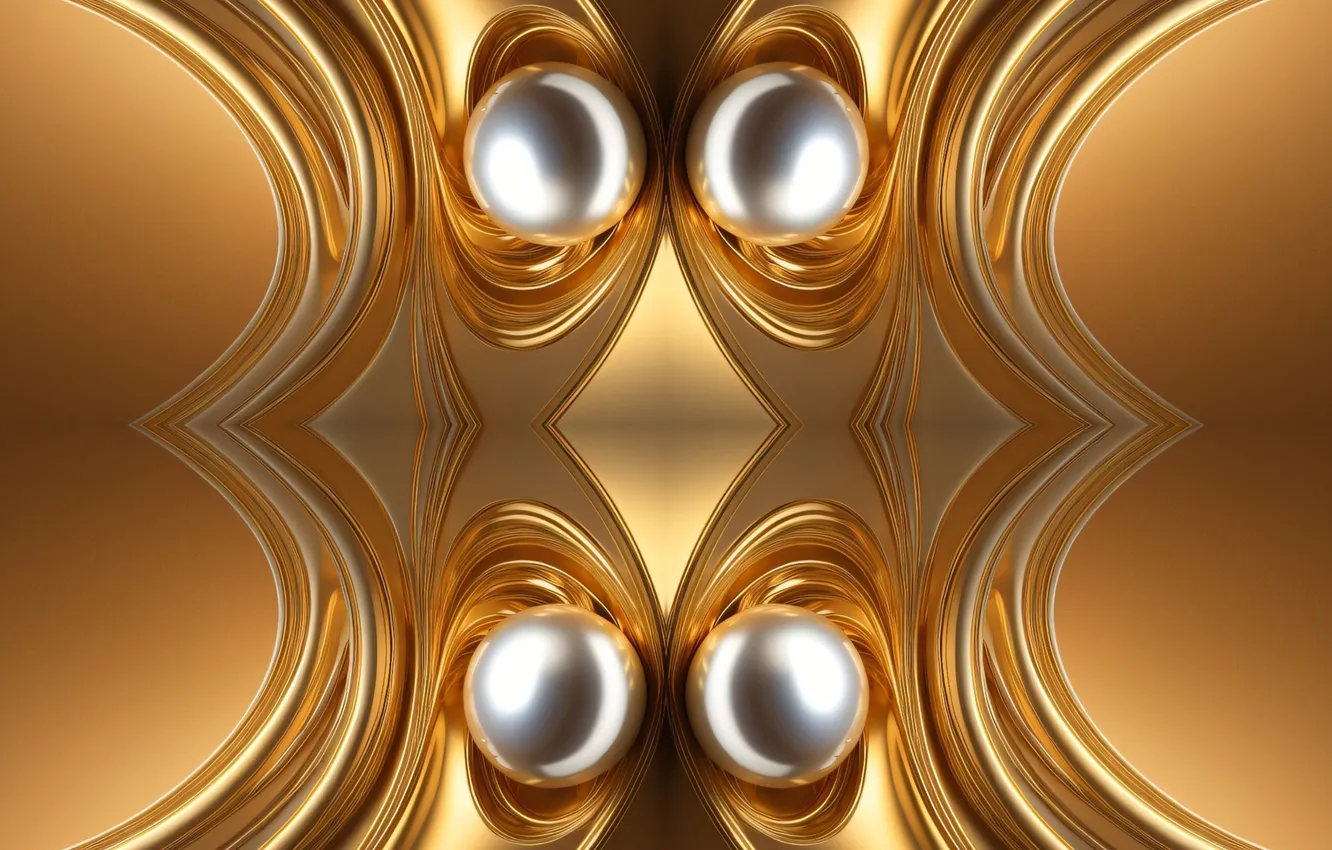 Photo wallpaper gold, design, silk, Pearls