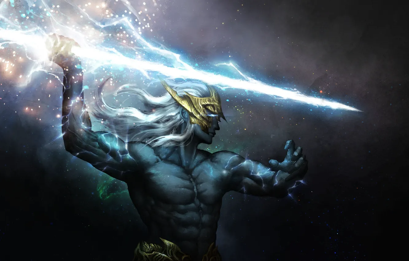 Photo wallpaper stars, lightning, the God of thunder, Zeus Thundergod, Zeus The Thunderer