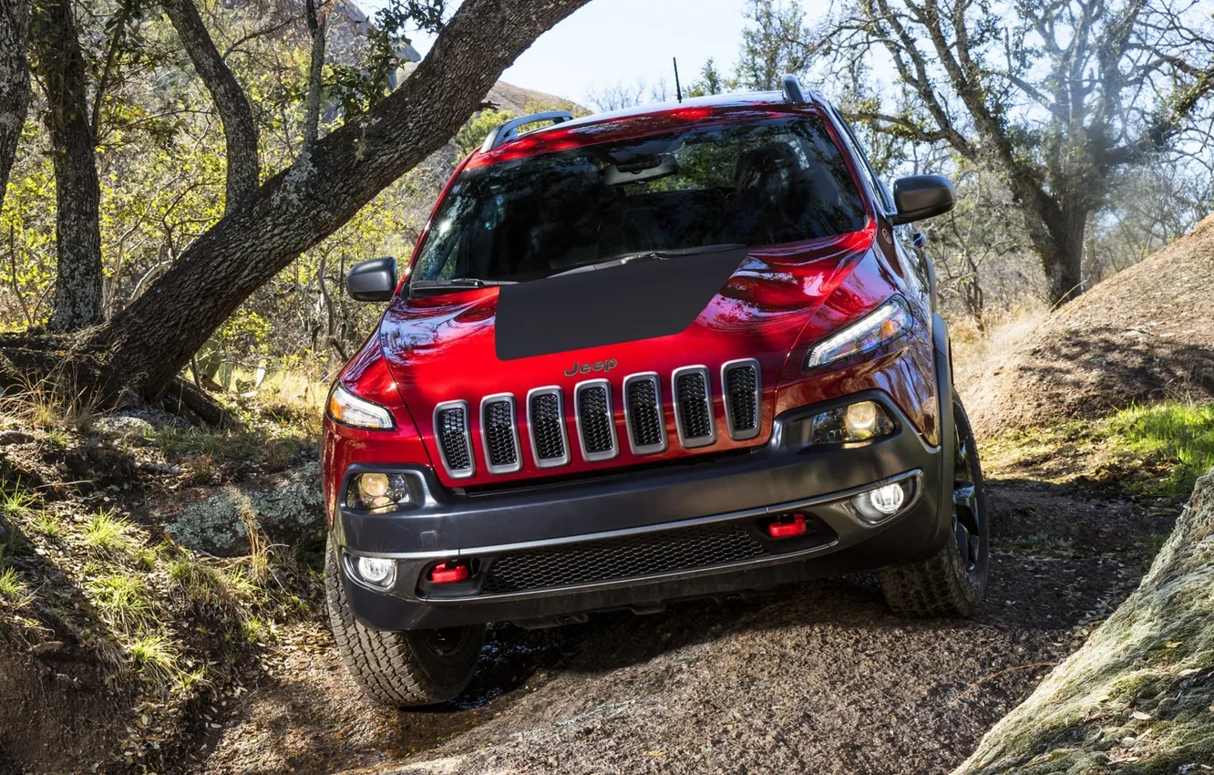 Photo wallpaper lights, grille, car, bumper, the front, Jeep, Trailhawk