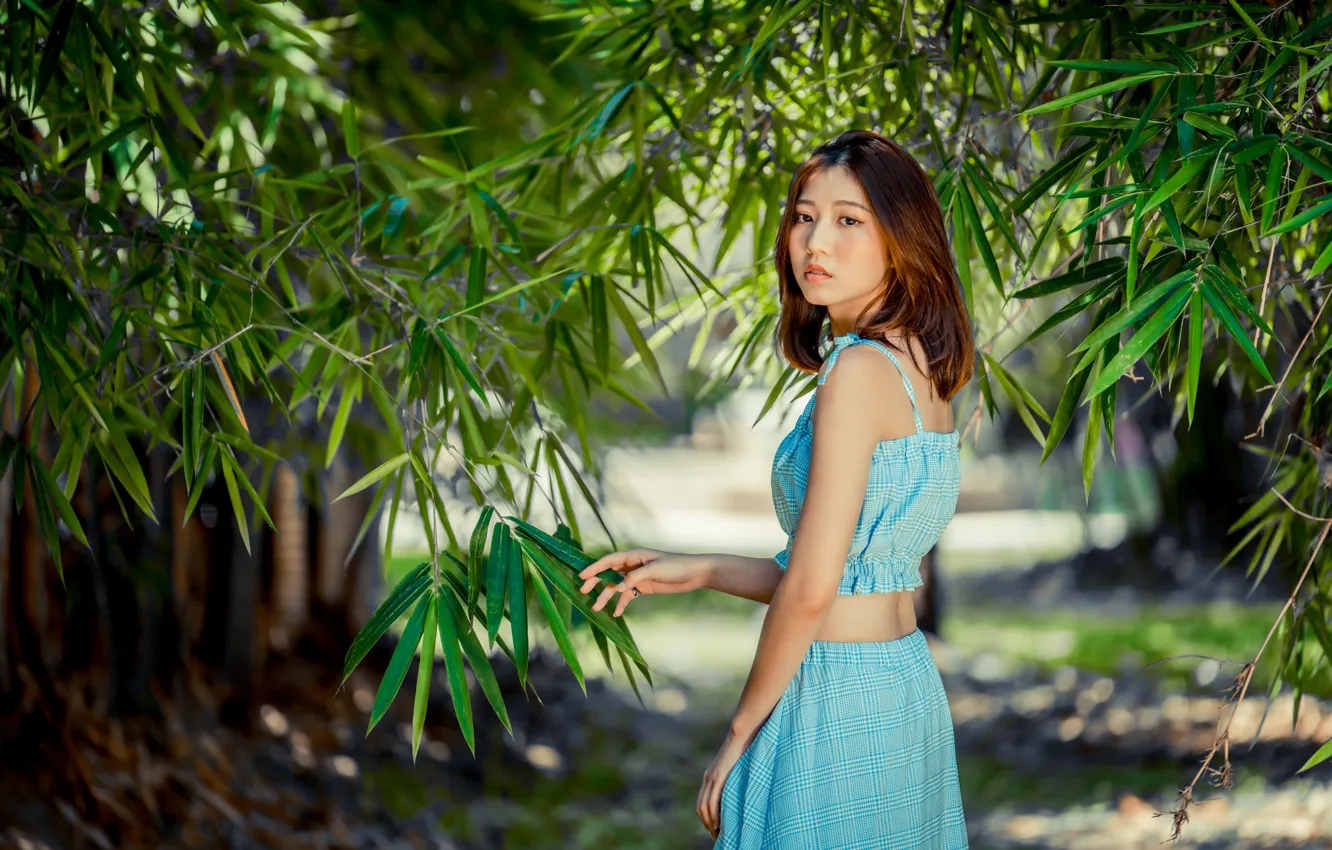 Photo wallpaper girl, Asian, cutie, bokeh