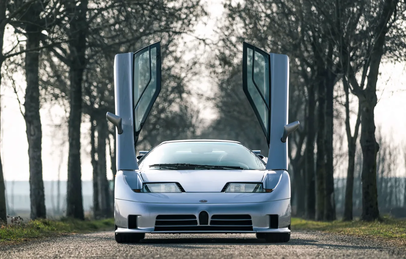 Photo wallpaper Bugatti, Supersport, front view, EB 110, Bugatti EB110 SS, opened doors