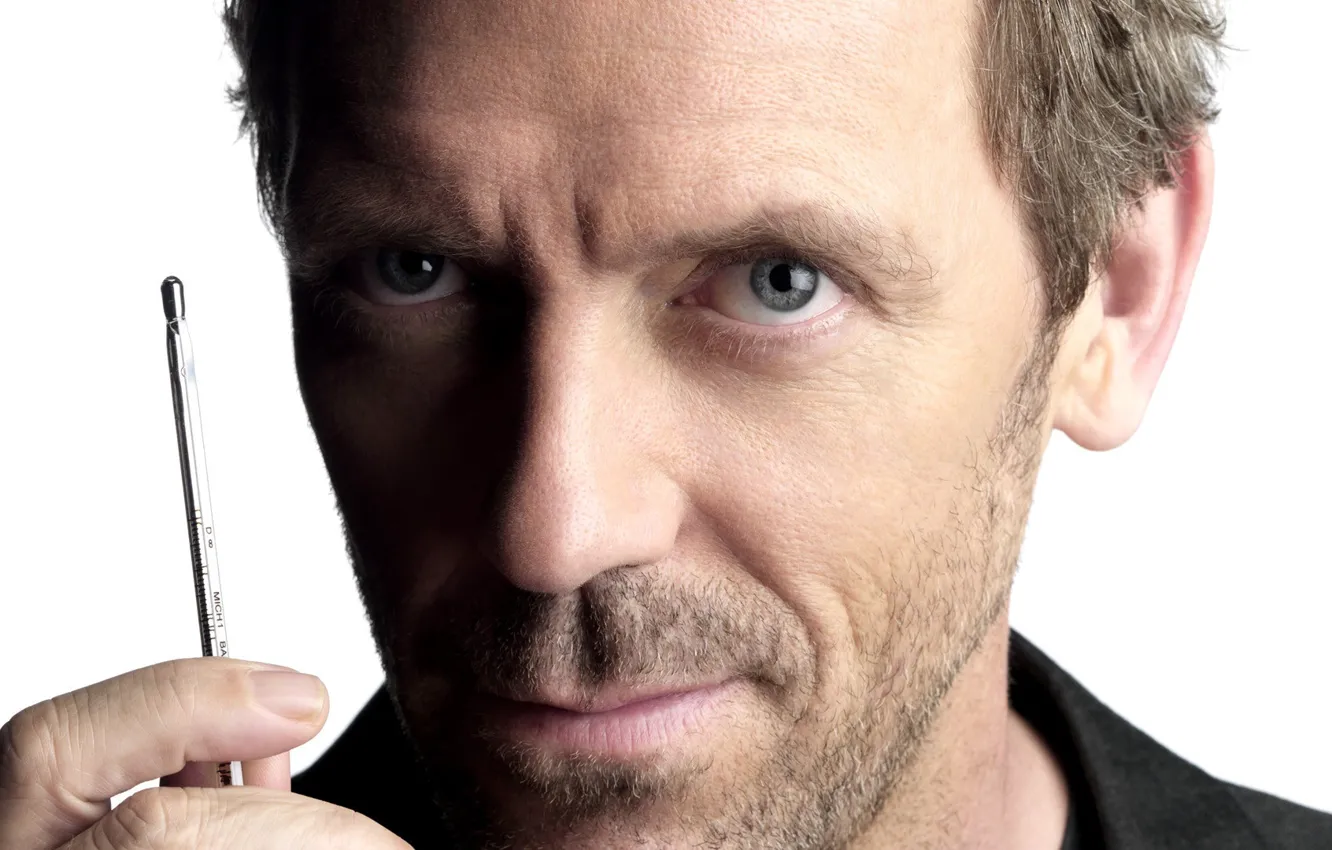 Photo wallpaper House M.D., Hugh Laurie, Dr. House, the series, Hugh Laurie, thermometer, Gregory House, thermometer