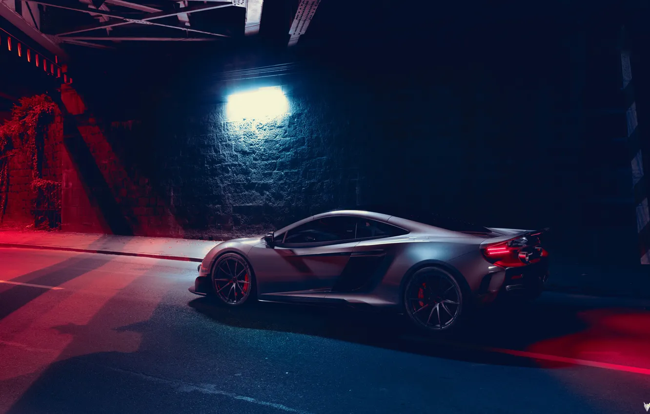 Photo wallpaper car, machine, night, rendering, McLaren, lighting, supercar, sports car