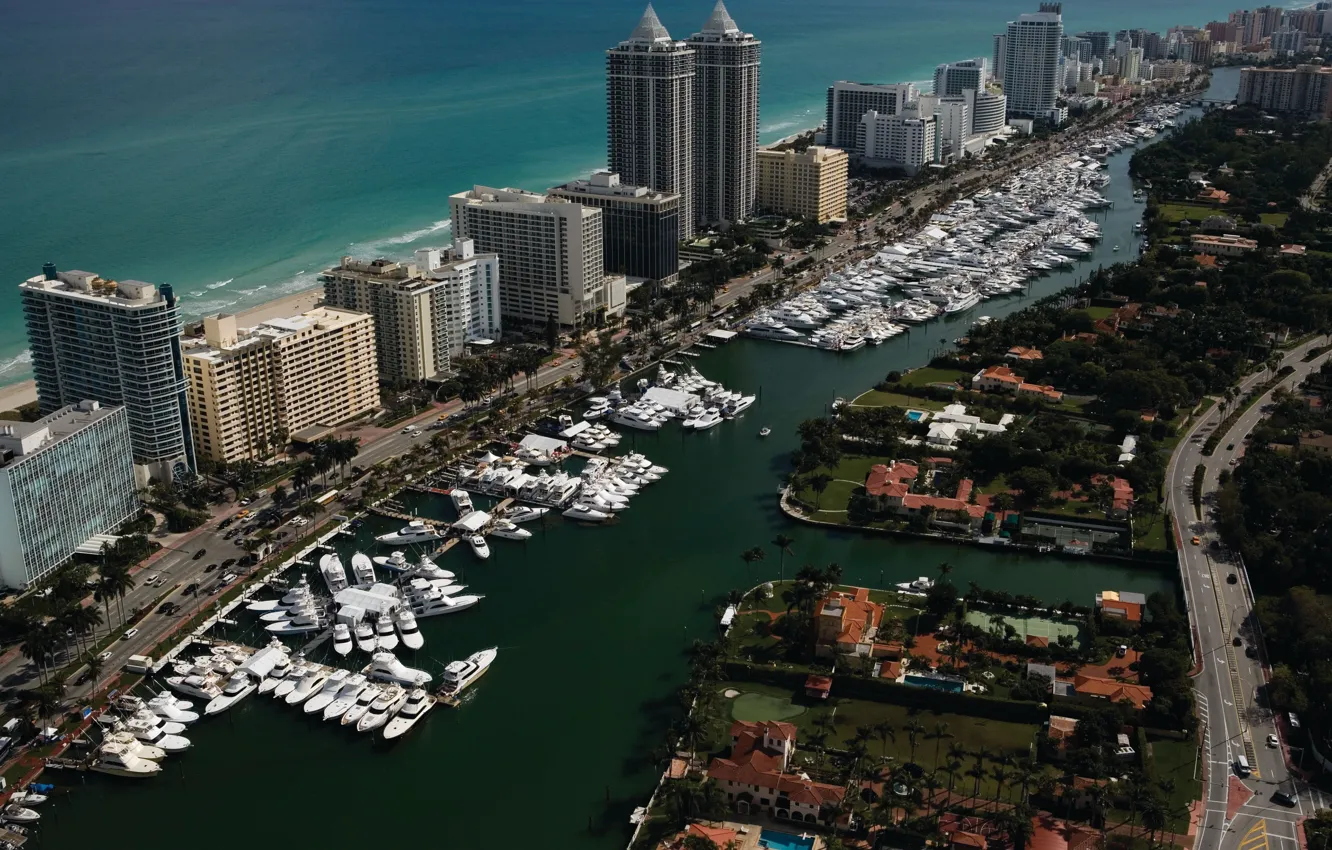 Photo wallpaper Beach, Miami, Show in Miami, Yacht, Brokerage