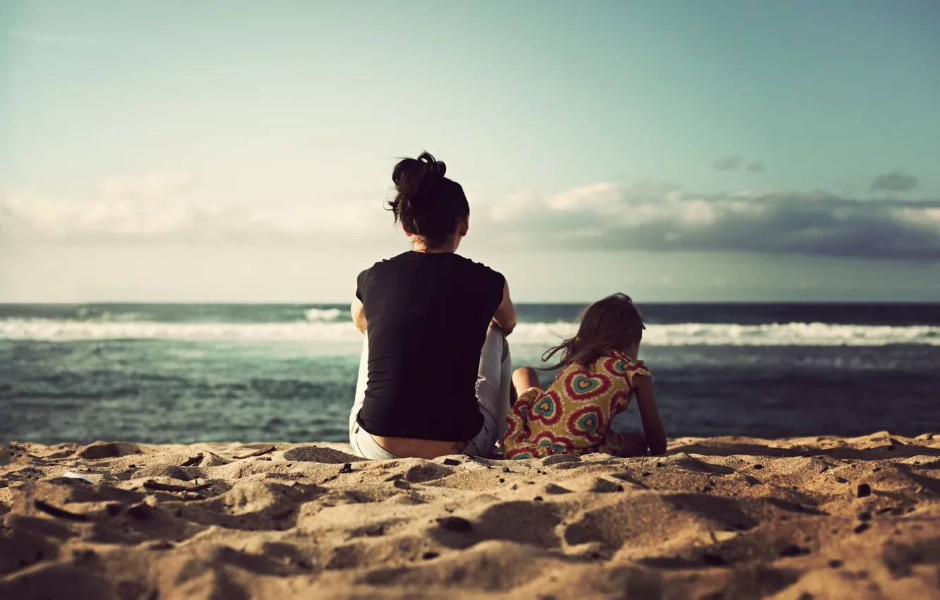 Photo wallpaper sand, woman, girl.beach