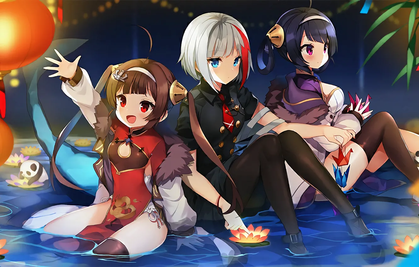 Photo wallpaper girl, sexy, cleavage, long hair, dress, boobs, anime, beautiful