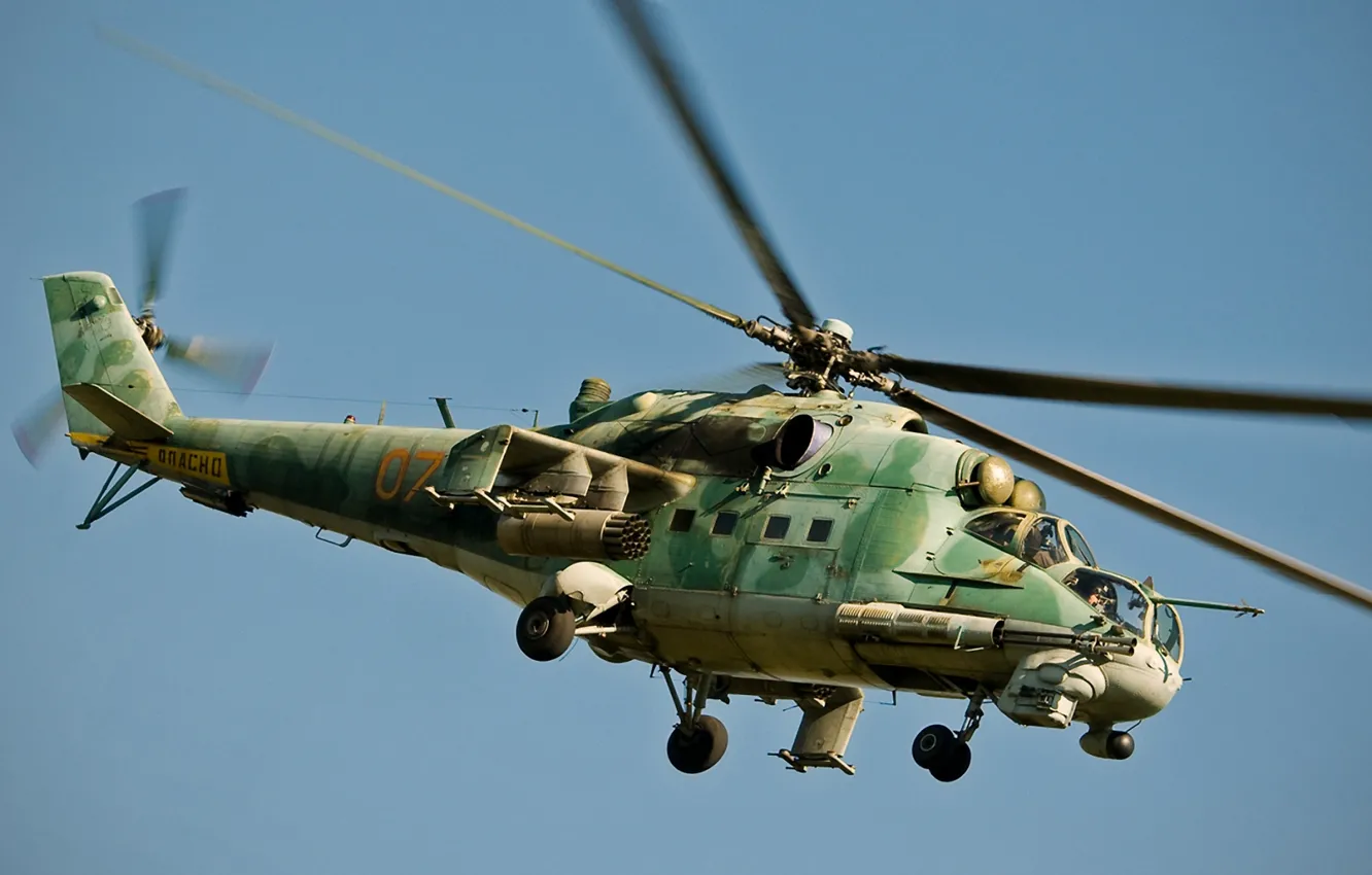 Photo wallpaper aviation, helicopter, combat, BBC, OKB, Russian, Mi-24, Soviet