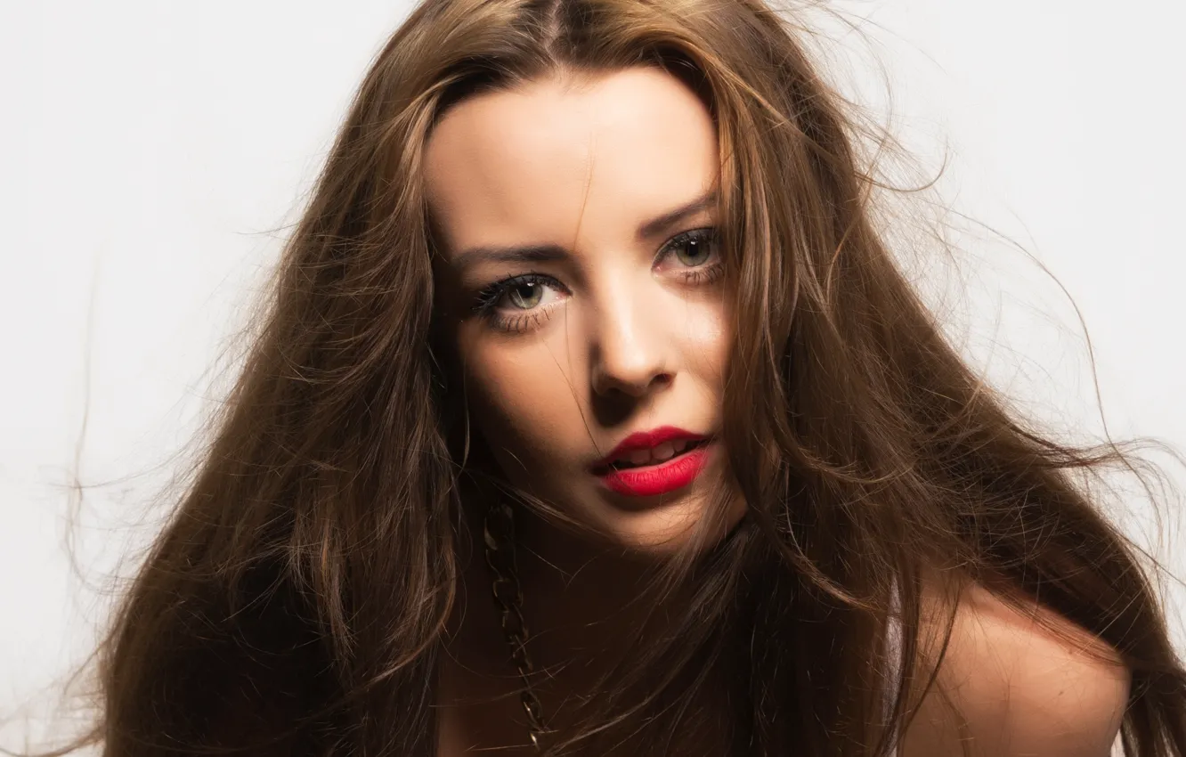 Photo wallpaper eyes, look, girl, hair, portrait