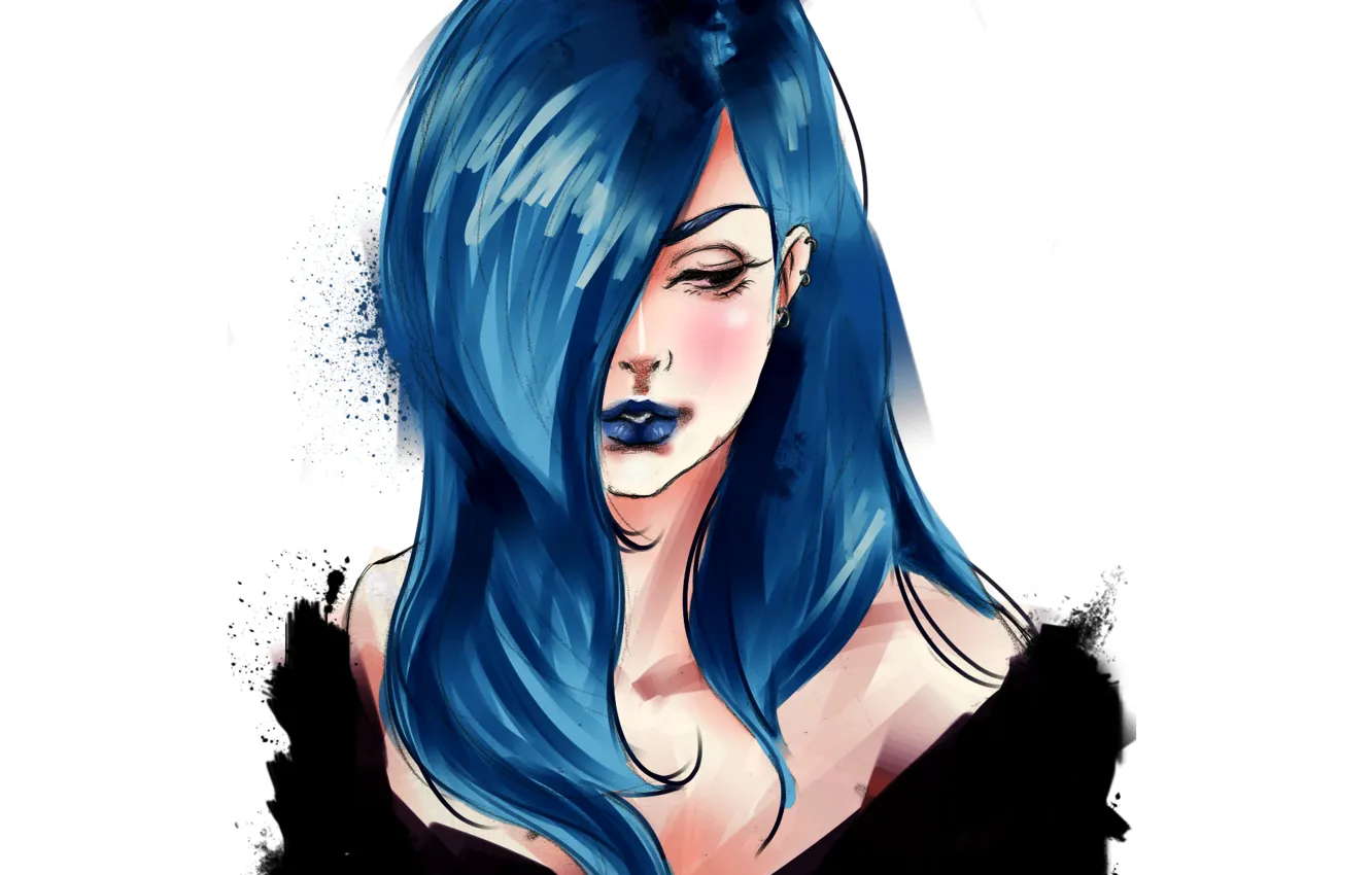 Photo wallpaper figure, Girl, blue hair