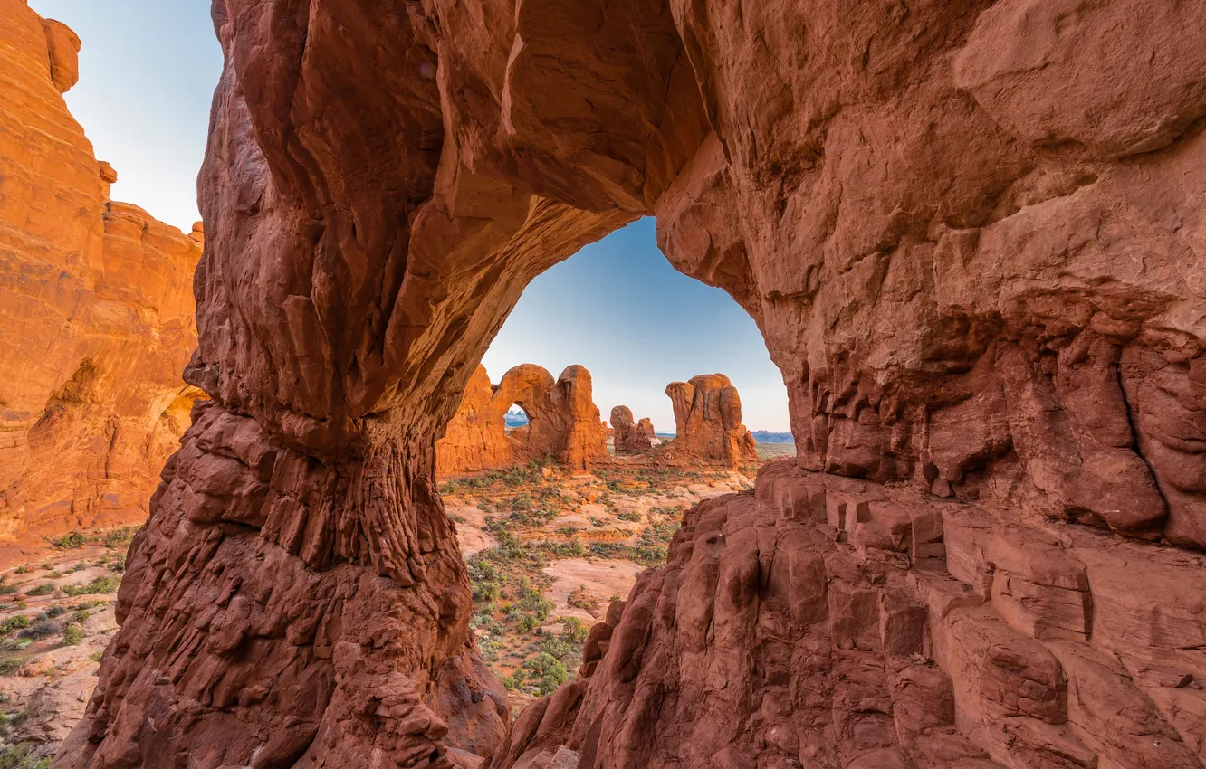 Photo wallpaper USA, USA, Utah, national Park, Utah, National Park, Double Arch Arches, Double arched vaults