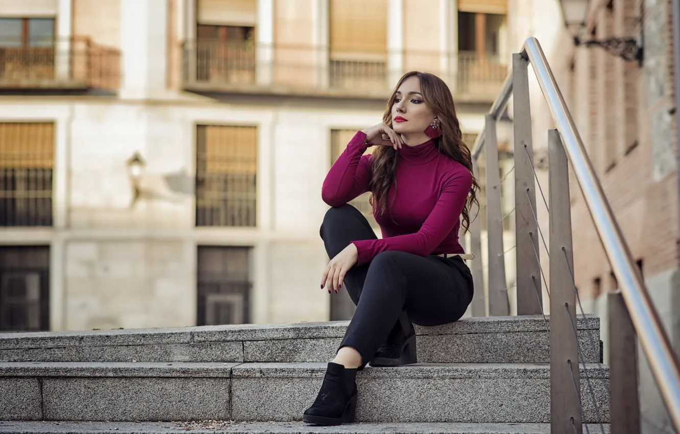 Photo wallpaper girl, the city, Elena