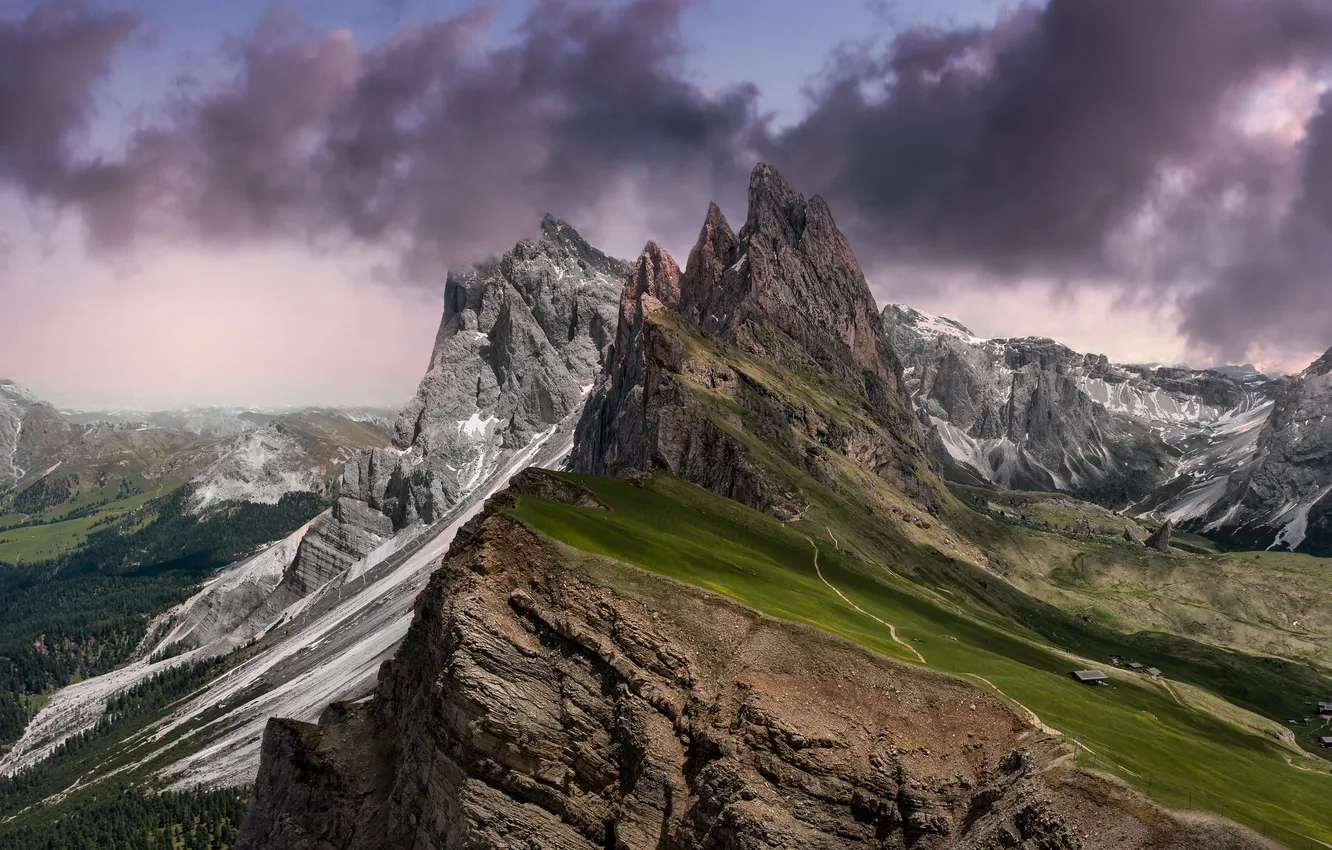 Photo wallpaper mountains, Italy, South Tyrol, The Dolomites