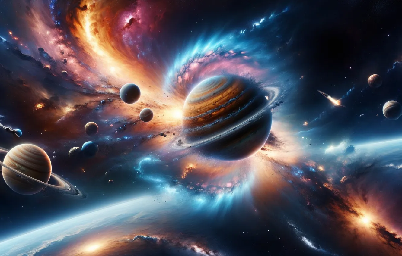 Photo wallpaper space, nebula, planet