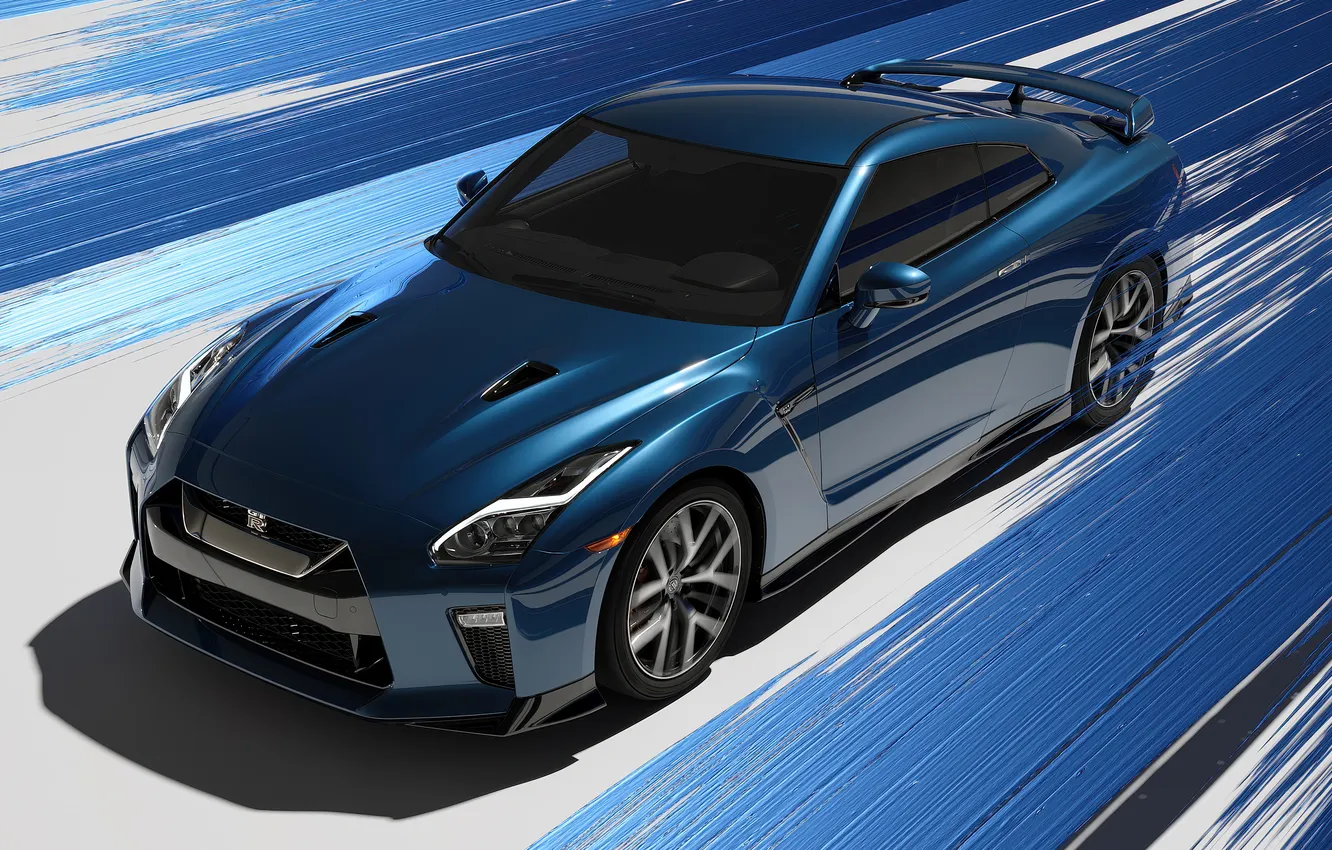 Photo wallpaper car, Nissan, blue cars, Nissan GT-R, Sports car, japanese cars