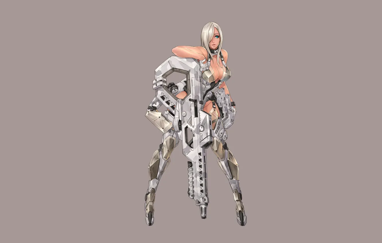 Photo wallpaper Girl, Gun, Sexy, Art, Minimalism, Cyborg, Characters, Ren Wei Pan