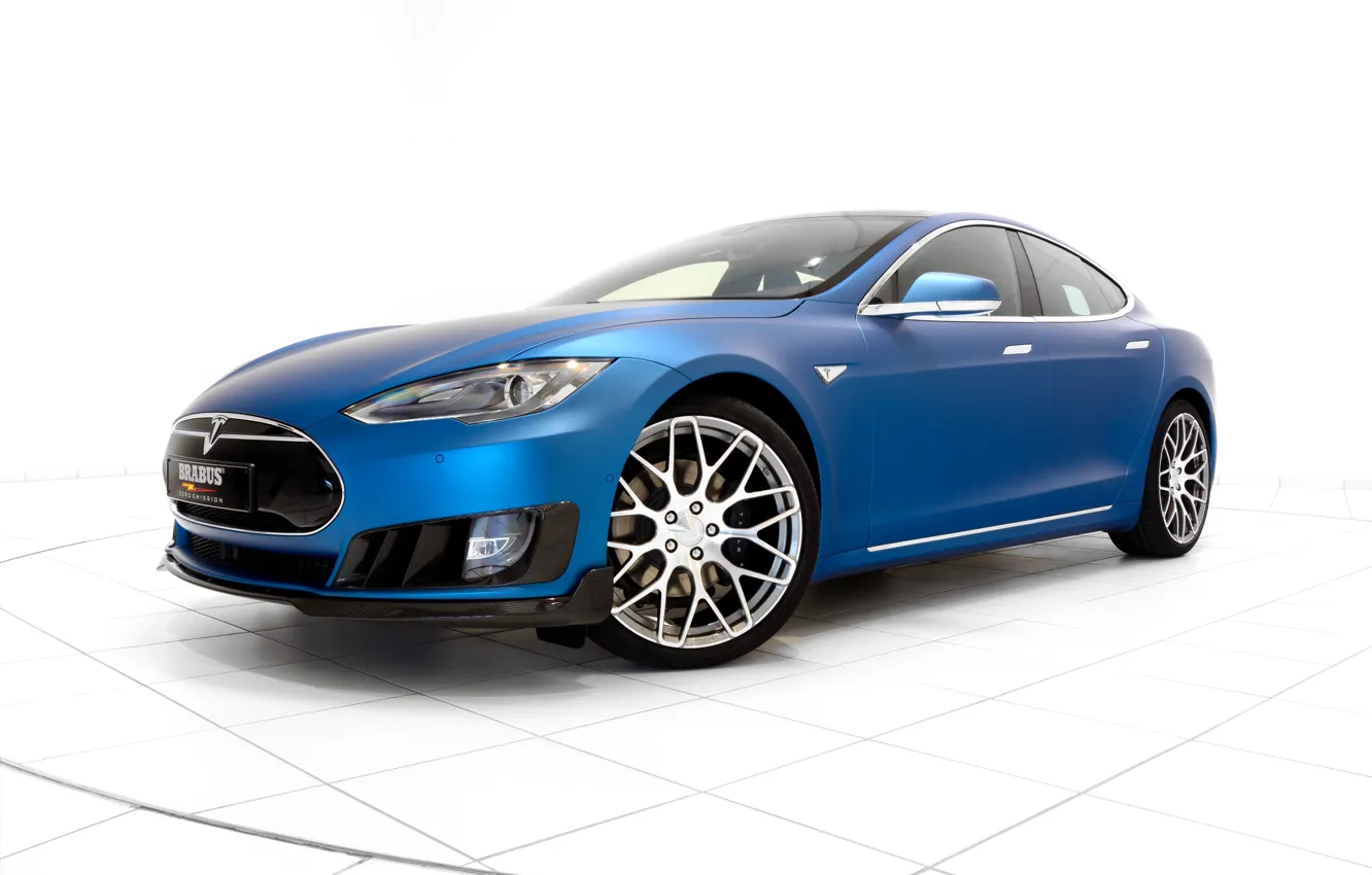 Photo wallpaper background, Brabus, Tesla, Model S, electric car, 2015