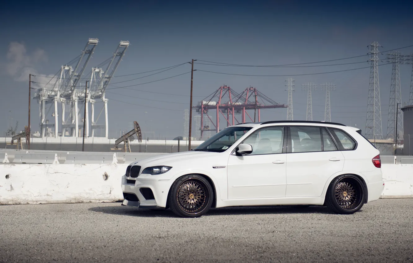Photo wallpaper BMW, white, tuning, X5M