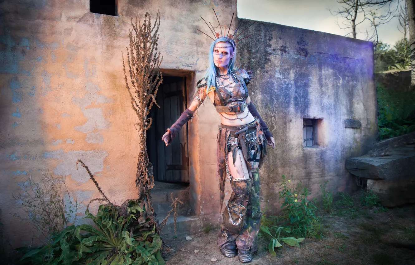 Photo wallpaper style, postapokalipsis, girl look