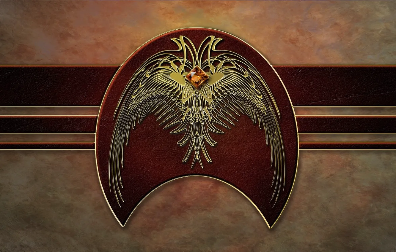 Photo wallpaper wall, bird, wings, flag, Coat of arms