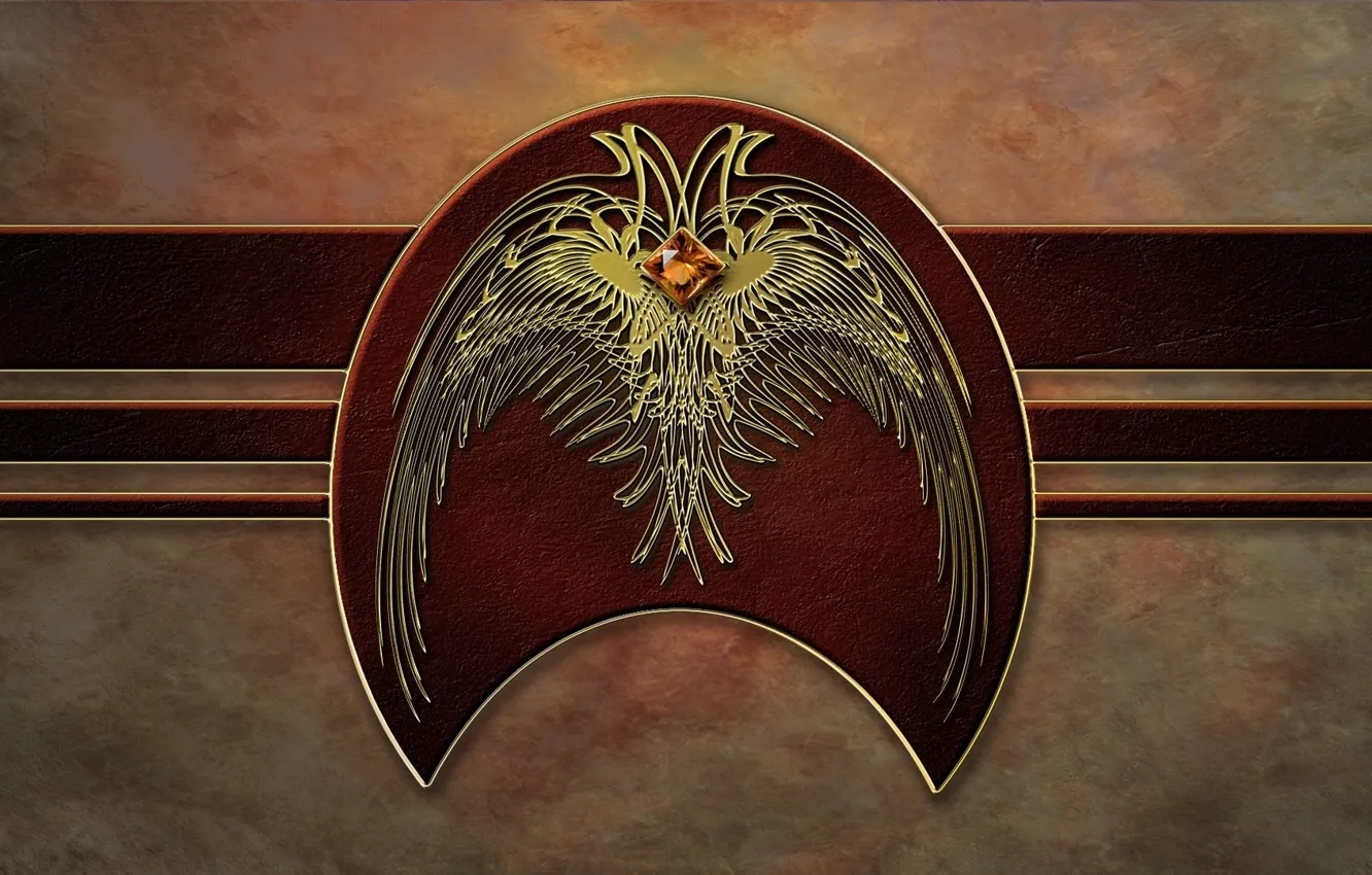Photo wallpaper wall, bird, wings, flag, coat of arms