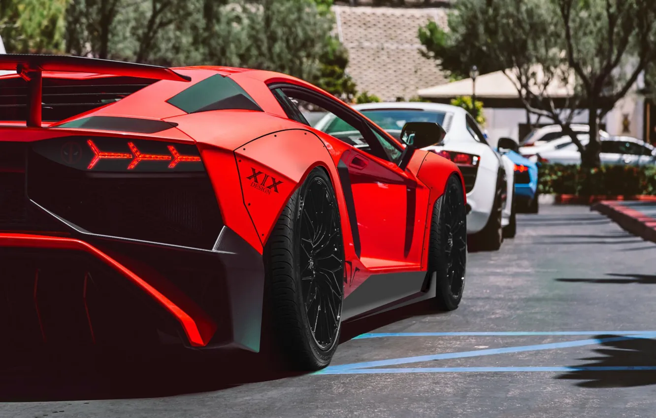 Photo wallpaper machine, auto, white, red, Lamborghini, supercar, red, white