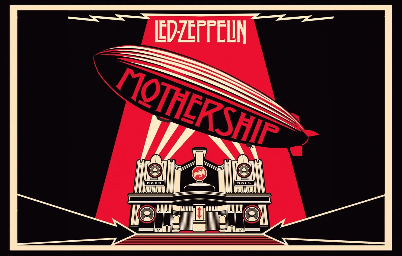 Photo wallpaper music, logo, group, black background, Led Zeppelin