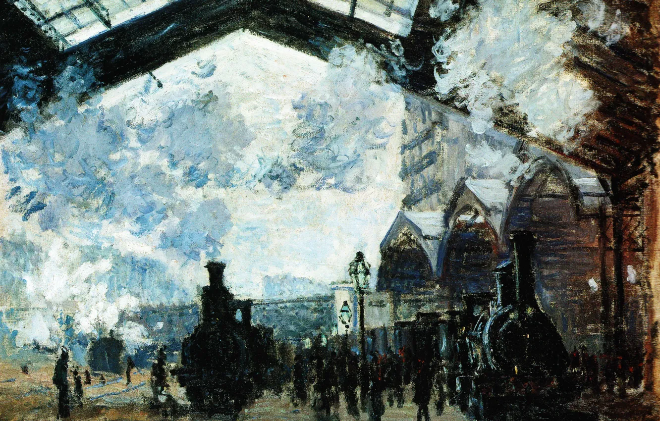 Photo wallpaper the engine, the urban landscape, Claude Monet, Oscar-Claude Monet, The Gare Saint-Lazare