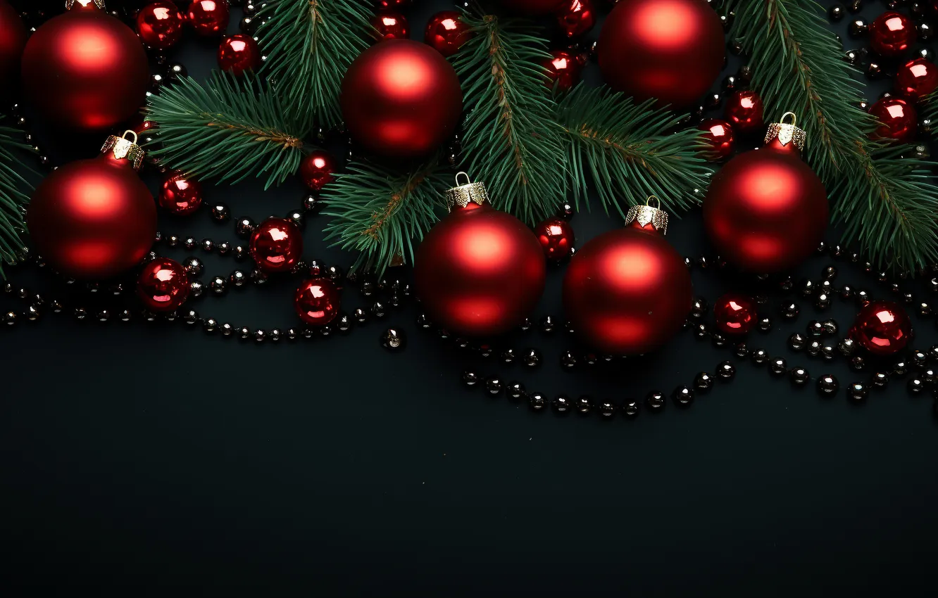 Photo wallpaper decoration, background, balls, tree, new year, Christmas, red, Christmas