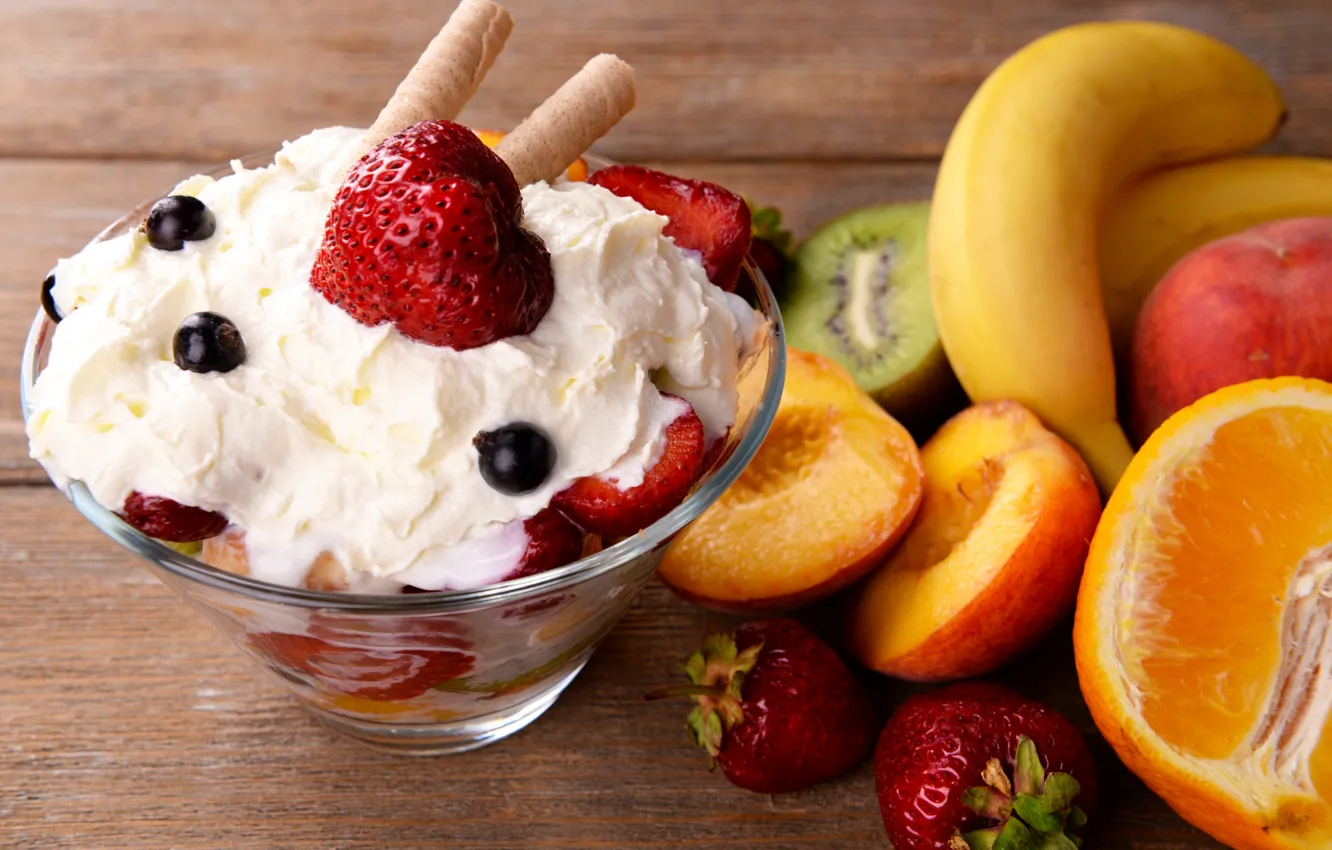 Photo wallpaper food, ice cream, sweets, fruit