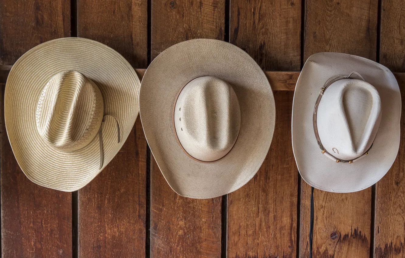 Photo wallpaper wall, hat, wood, leather
