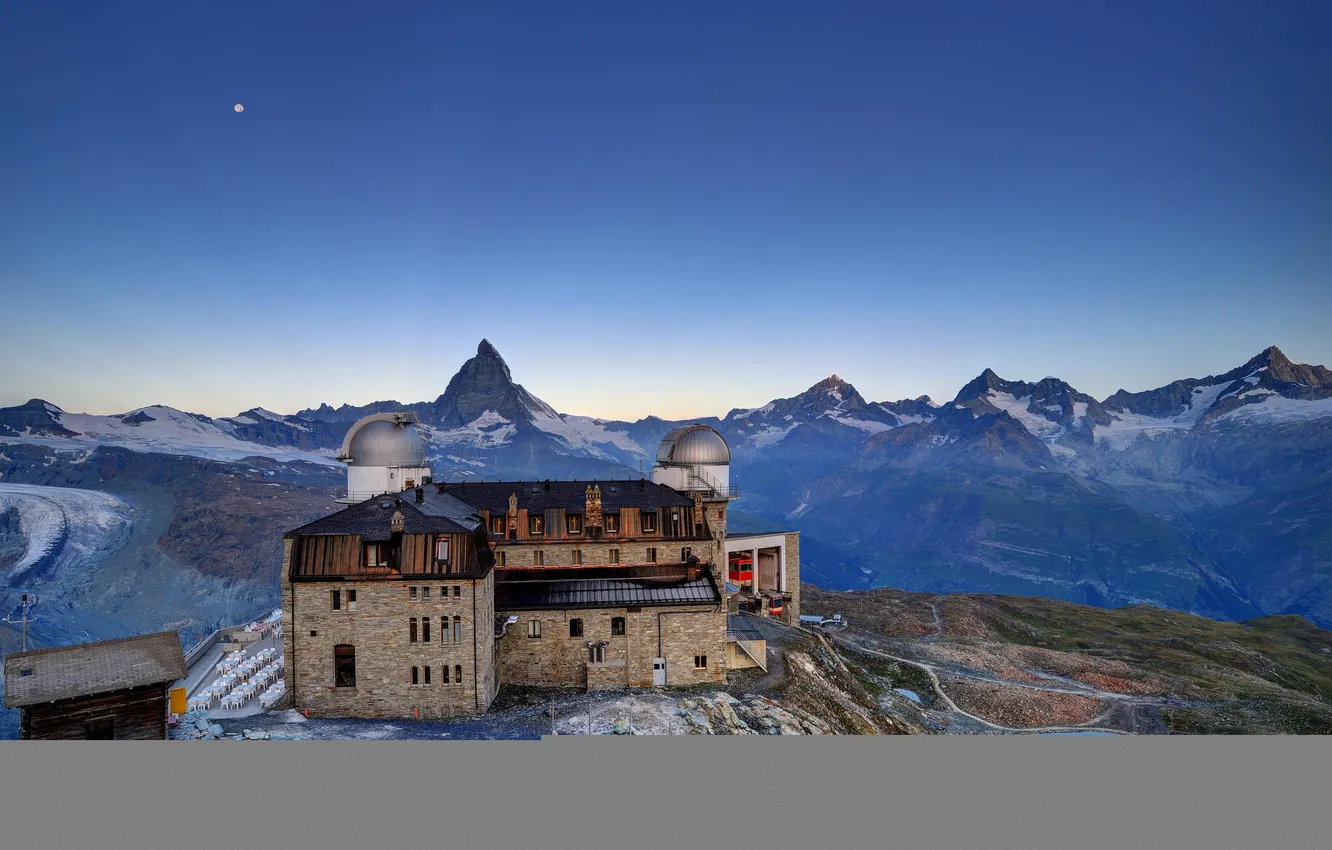 Photo wallpaper landscape, mountains, nature, lake, height, the hotel