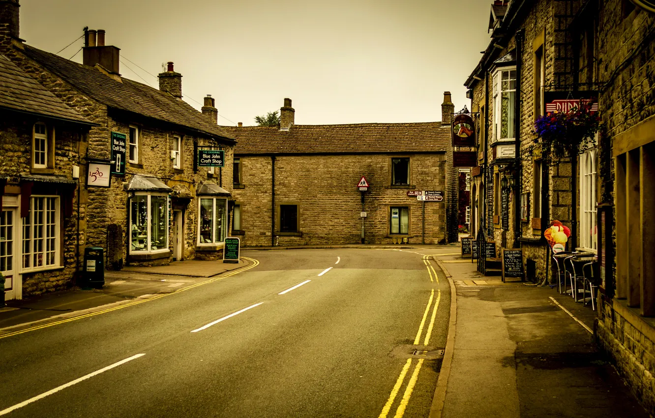 Photo wallpaper road, street, home, UK, Castleton