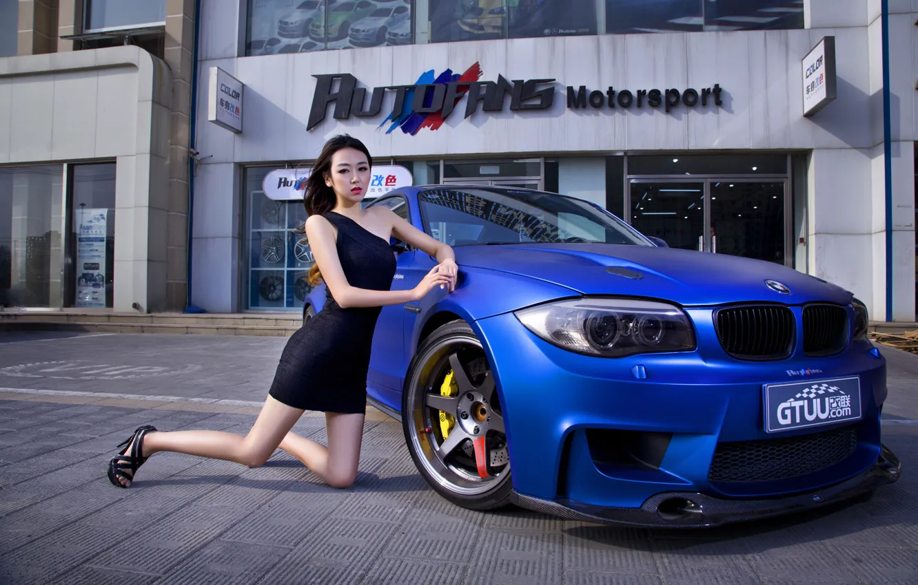 Photo wallpaper machine, auto, girl, model, Asian, car, korean model, BMW M1