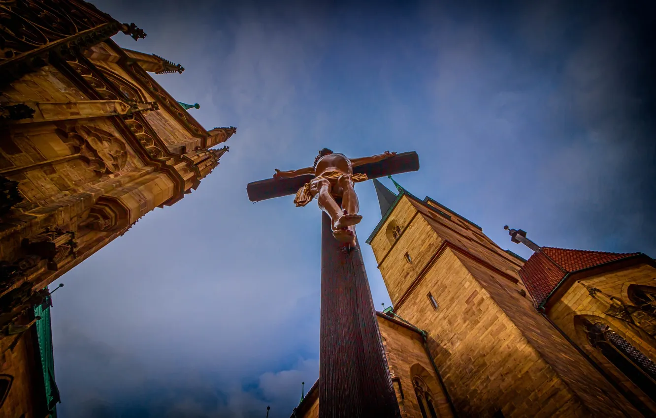 Photo wallpaper cross, Germany, Cathedral, the crucifixion, Erfurt
