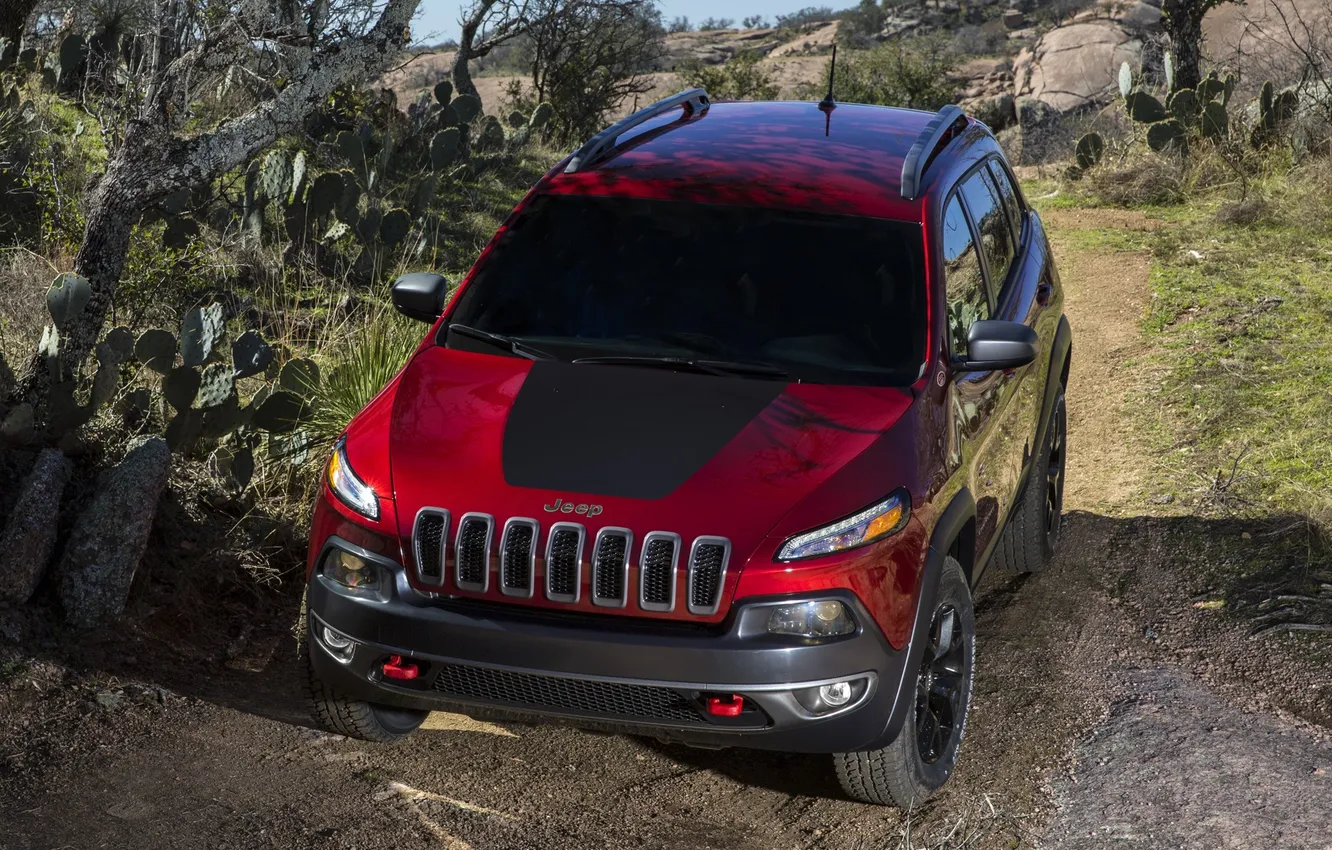 Photo wallpaper car, red, auto, wallpapers, suv, Jeep, Trailhawk