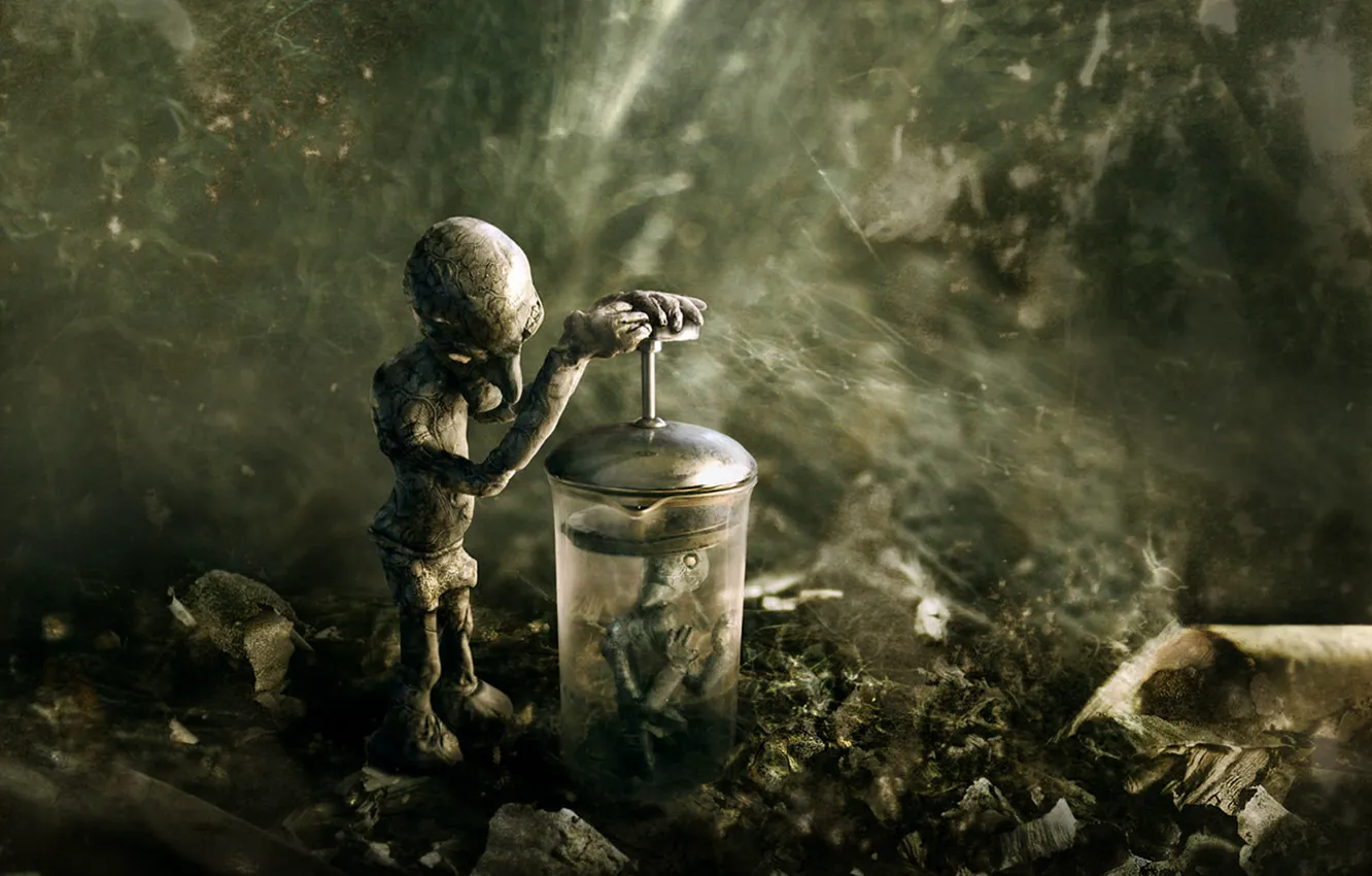 Photo wallpaper stones, background, men, teapot