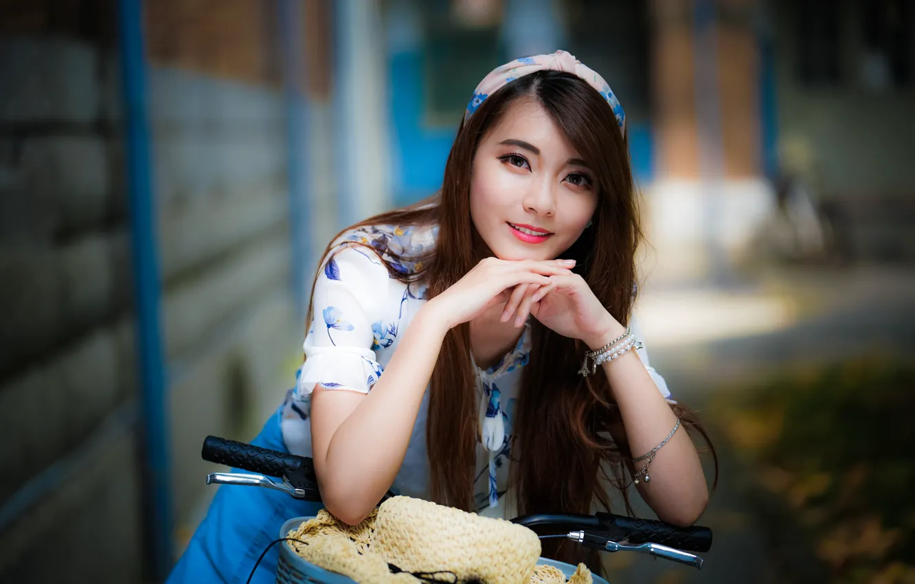 Photo wallpaper look, girl, smile, Asian, cutie