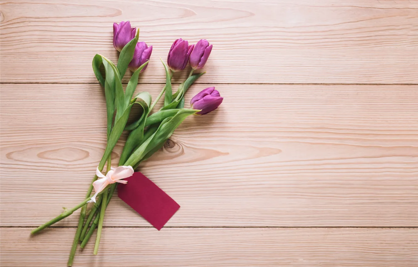 Photo wallpaper flowers, bouquet, tulips, love, fresh, wood, flowers, romantic
