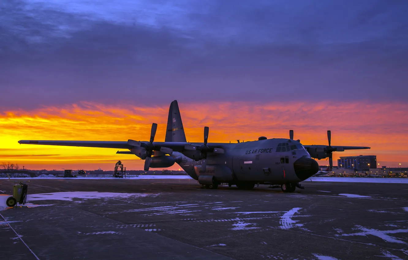 Photo wallpaper USA, Lockheed C-130 Hercules, American military transport aircraft