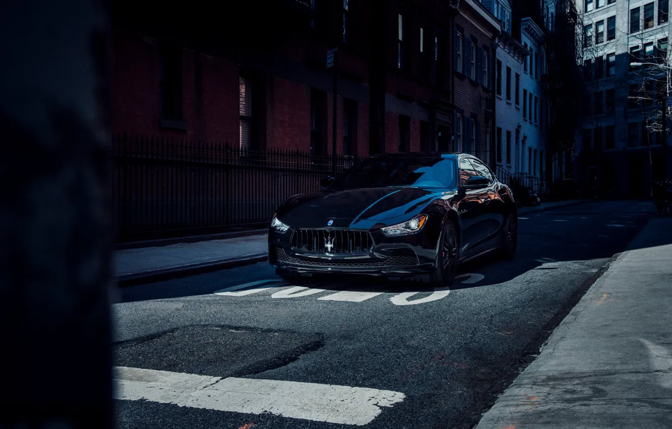 Photo wallpaper Maserati, black, Ghibli, Maserati Ghibli Nrissimo