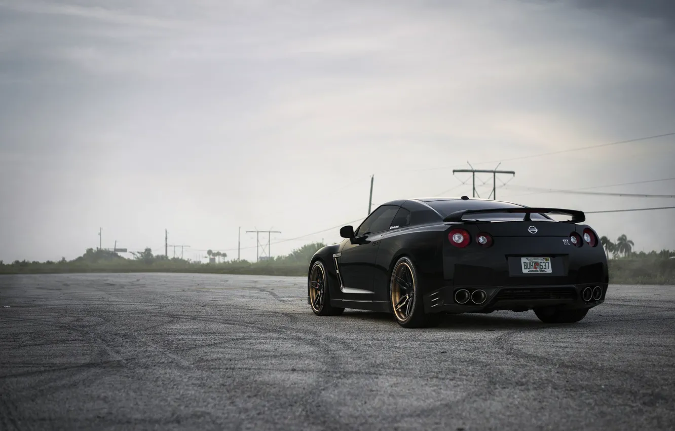 Photo wallpaper Road, Wheel, Machine, Asphalt, Nissan, GT-R, Drives, Icon