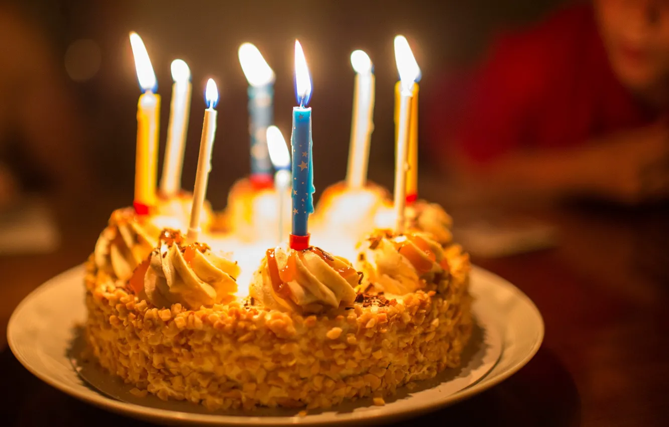 Photo wallpaper holiday, candles, cake