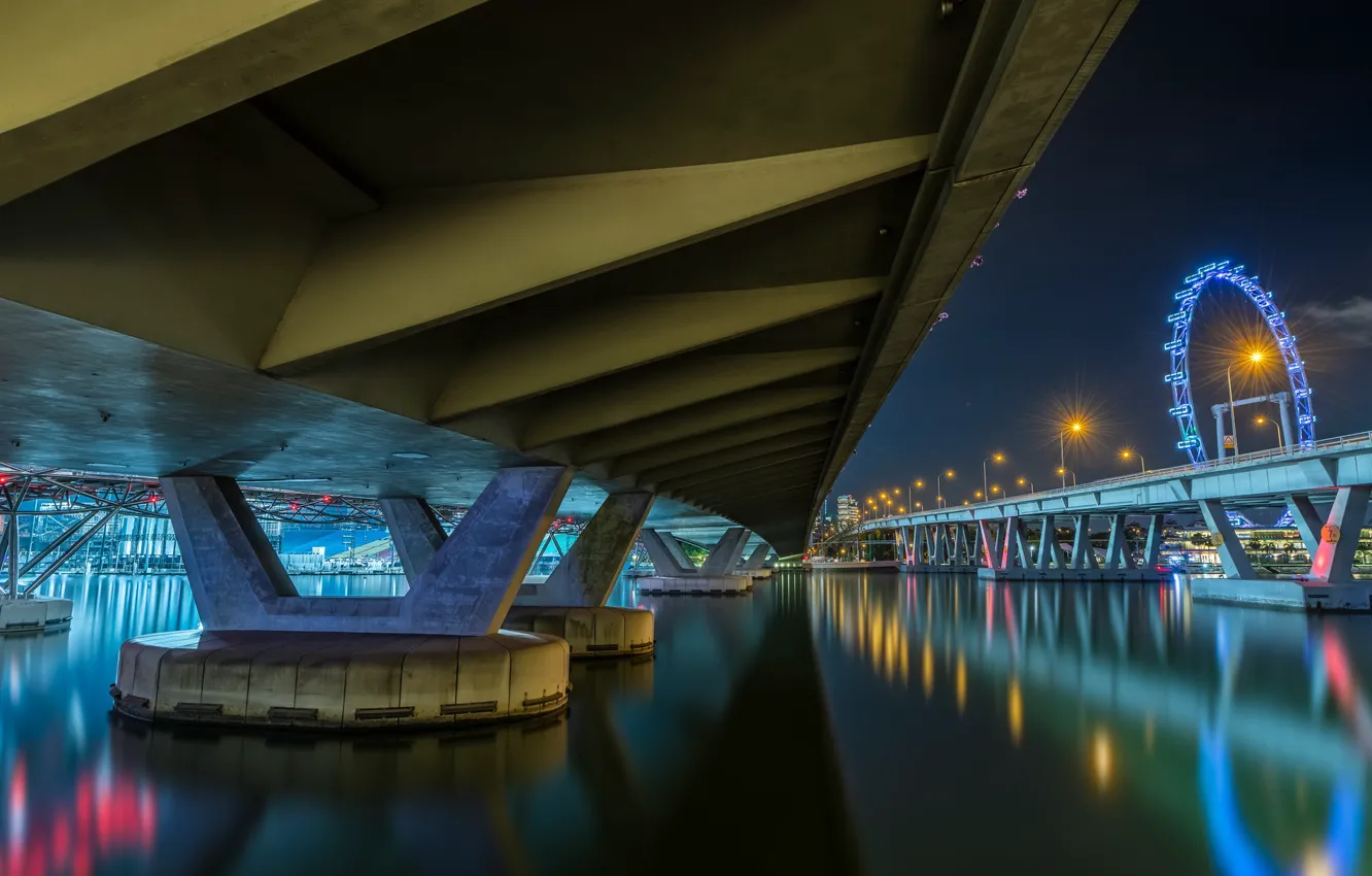 Photo wallpaper Singapore, Benjamin Shaeres Bridge, Blue Shine