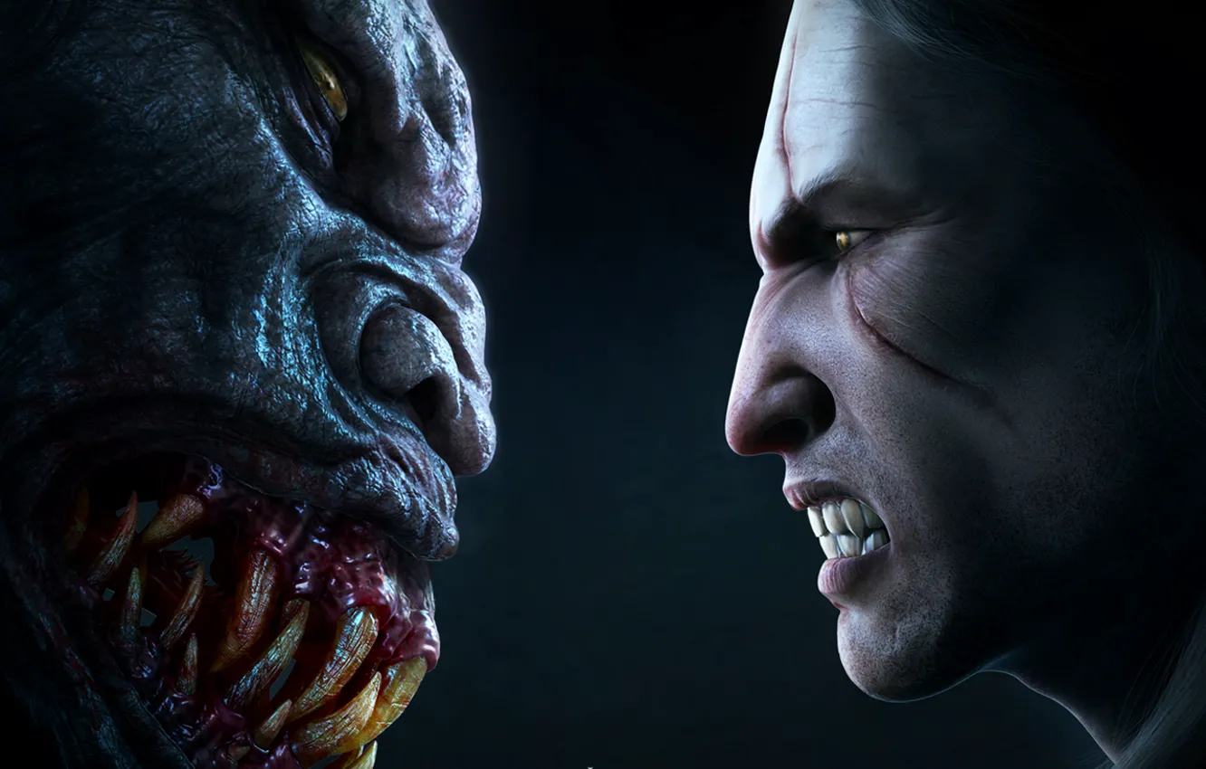 Photo wallpaper striga, face-to-face, The Witcher, The Witcher