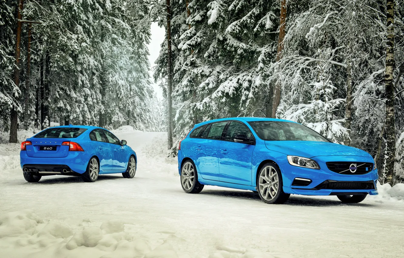 Photo wallpaper winter, snow, Volvo, Volvo, S60, 2015