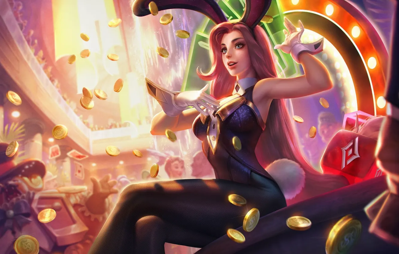 Photo wallpaper flight, surprise, gloves, coins, legs, Bunny, arena, gesture