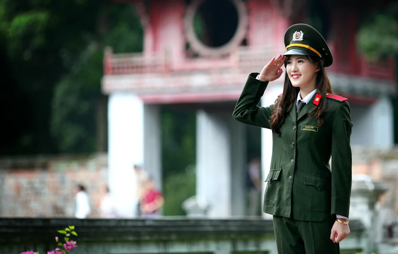 Photo wallpaper girl, Asian, uniform