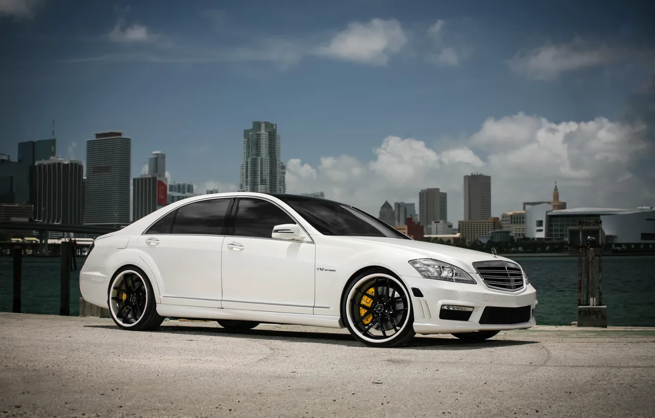 Photo wallpaper lights, Mercedes, black, AMG, with, S65, roof, painted, smoked