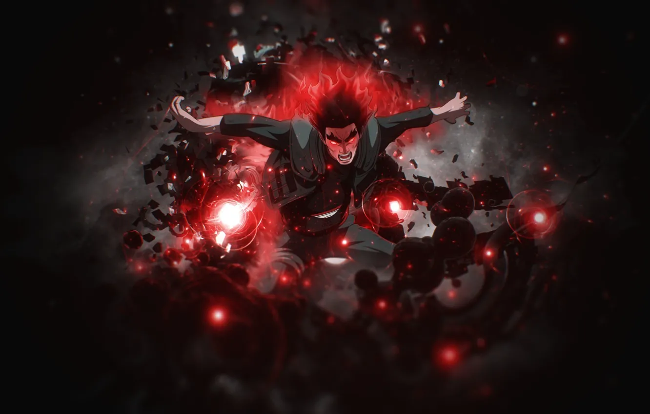 Photo wallpaper fire, flame, game, war, anime, man, ninja, hero