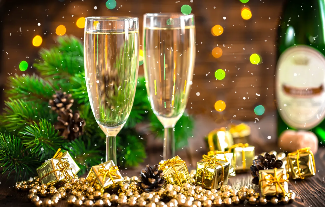 Photo wallpaper holiday, new year, decor, champagne